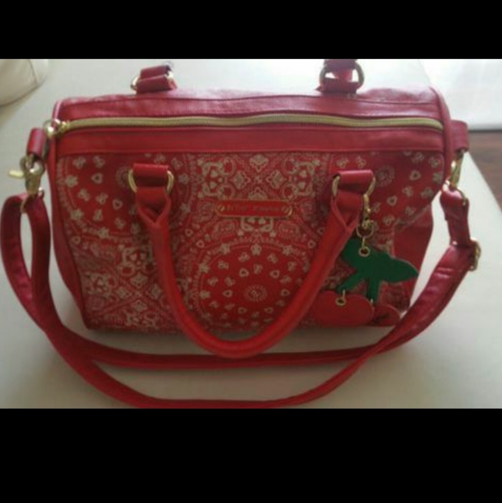 Betsey Johnson red vinyl crossbody purse